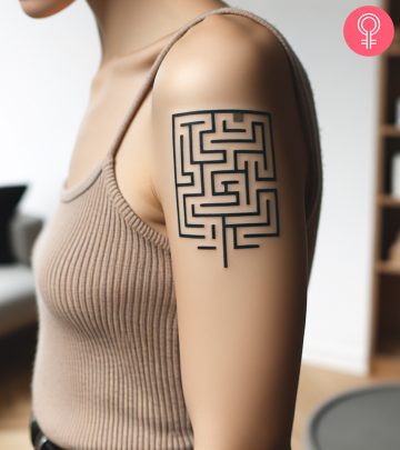 Woman with corn tattoo on her upper arm