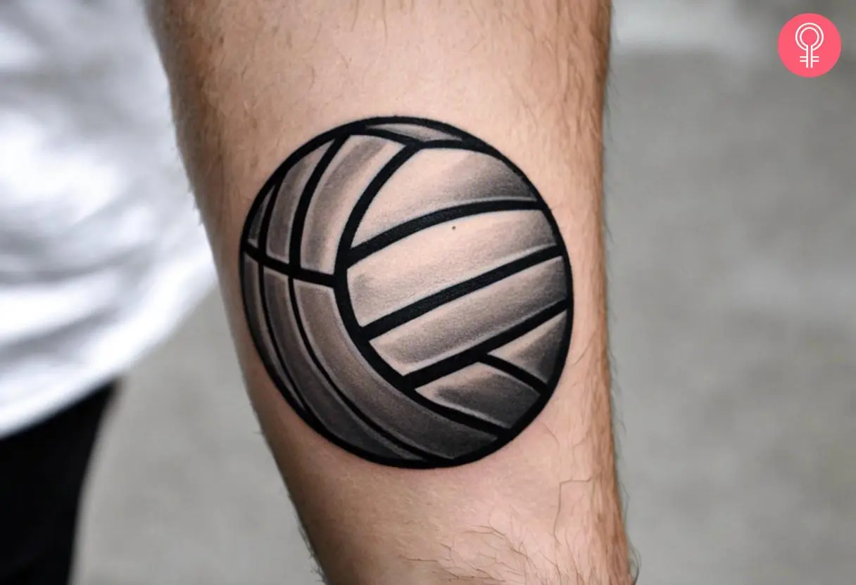 A men volleyball tattoo on the forearm