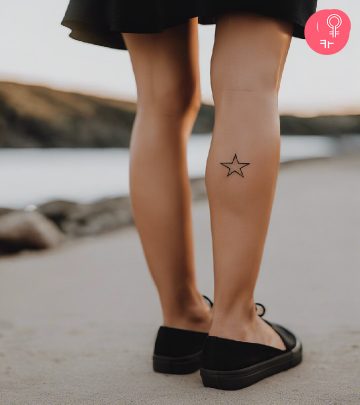 A woman with a leg tattoo