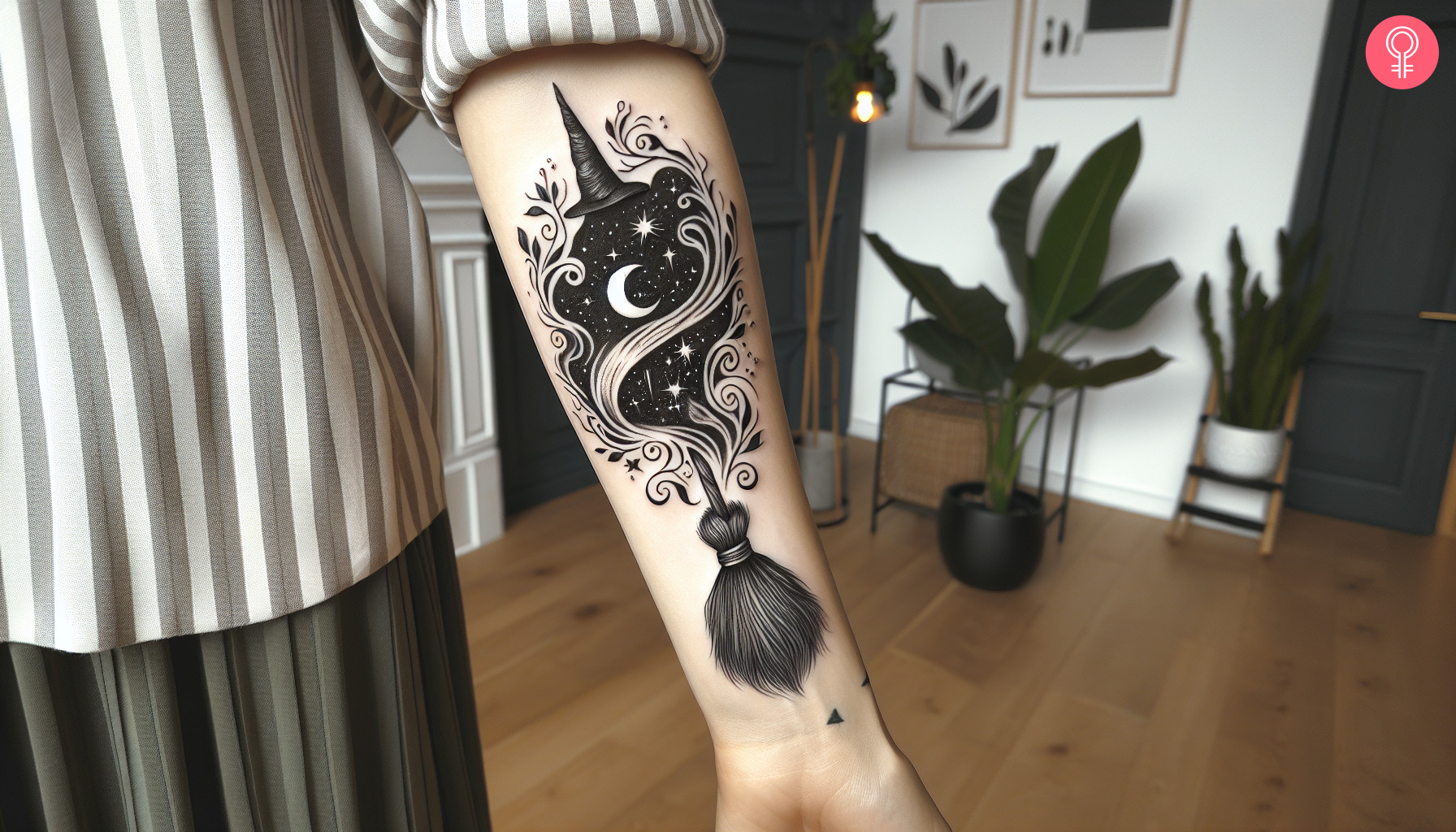 A mystical fantasy tattoo on the forearm