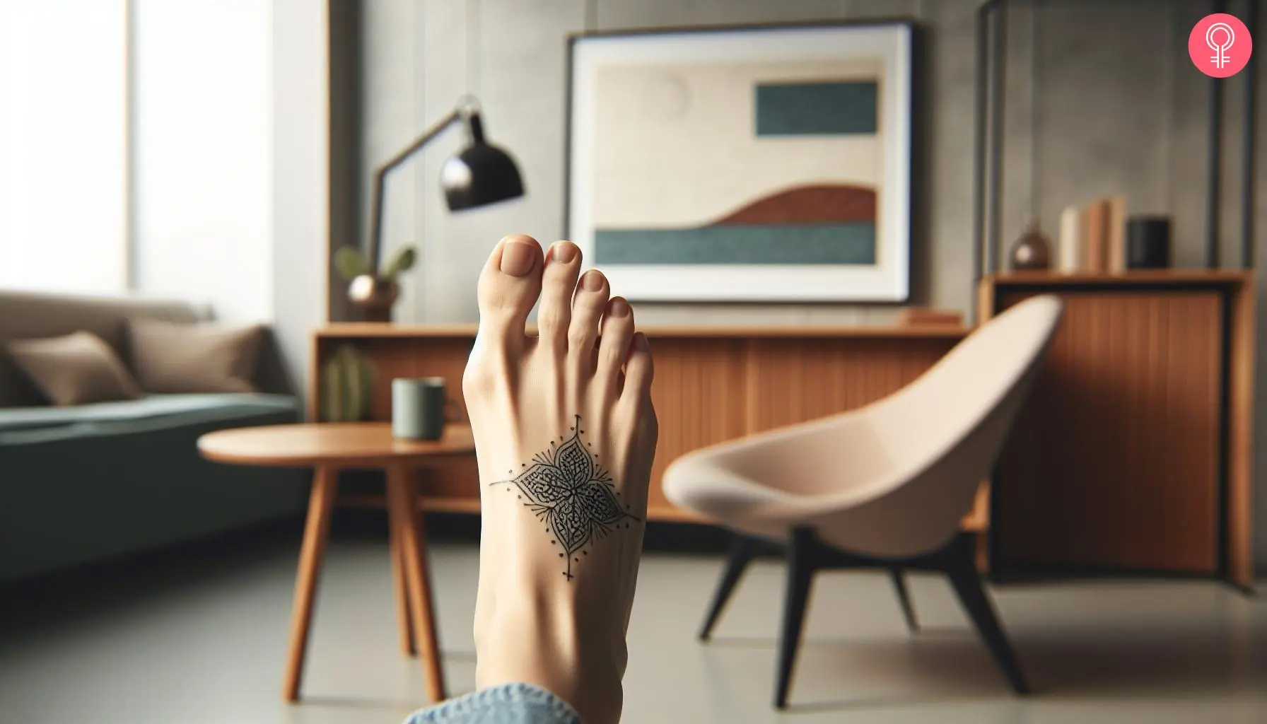 A pretty foot tattoo of floral motifs on top of the feet