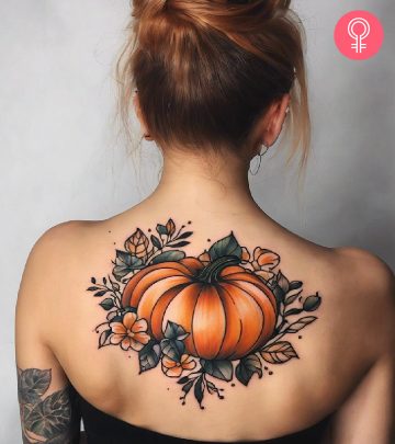 Halloween tattoo on the neck of a woman