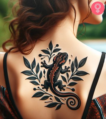 Gratitude tattoo on the upper arm of a woman