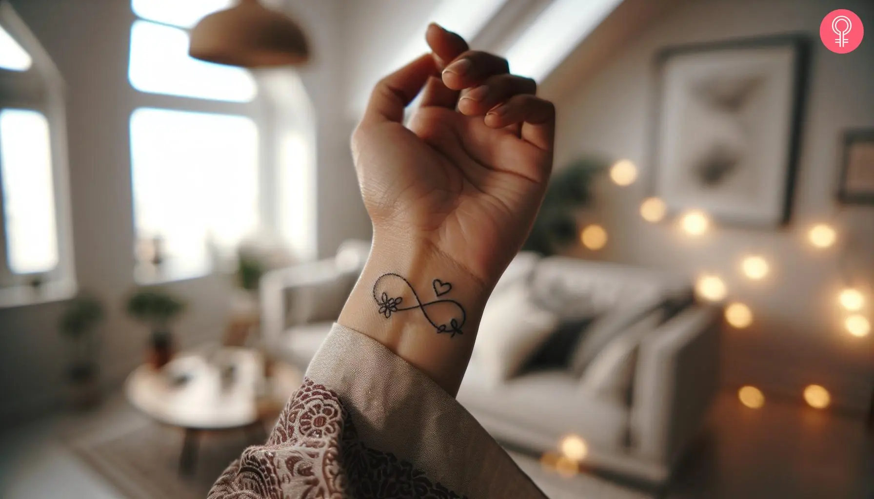 A small wrist infinity heart tattoo