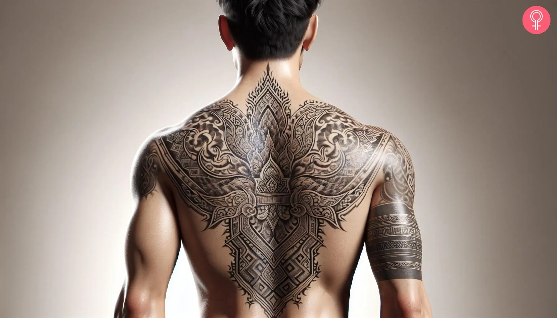 A traditional Cambodian tattoo on the back