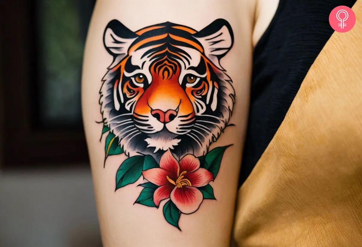 A traditional Vietnamese tattoo on a woman’s upper arm