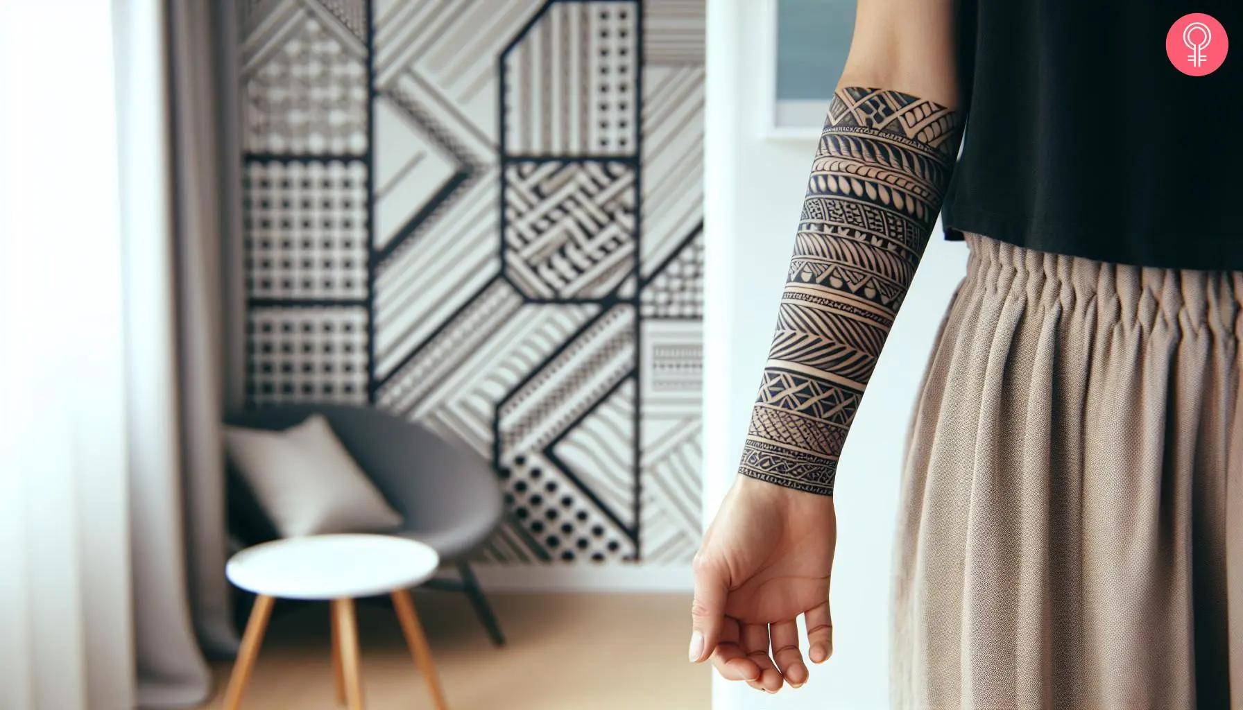 A tribal forearm cuff tattoo