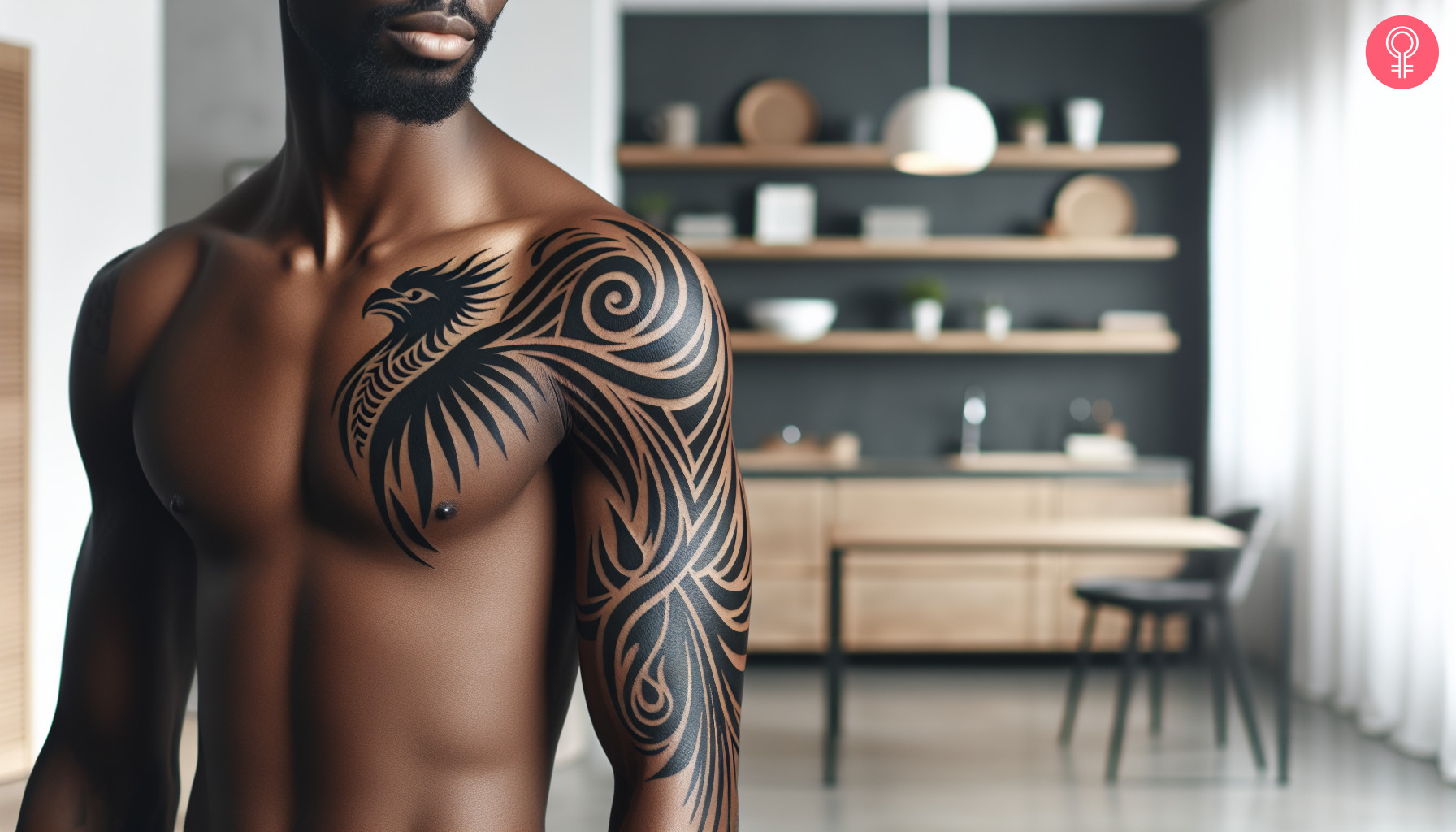 A tribal phoenix tattoo for men