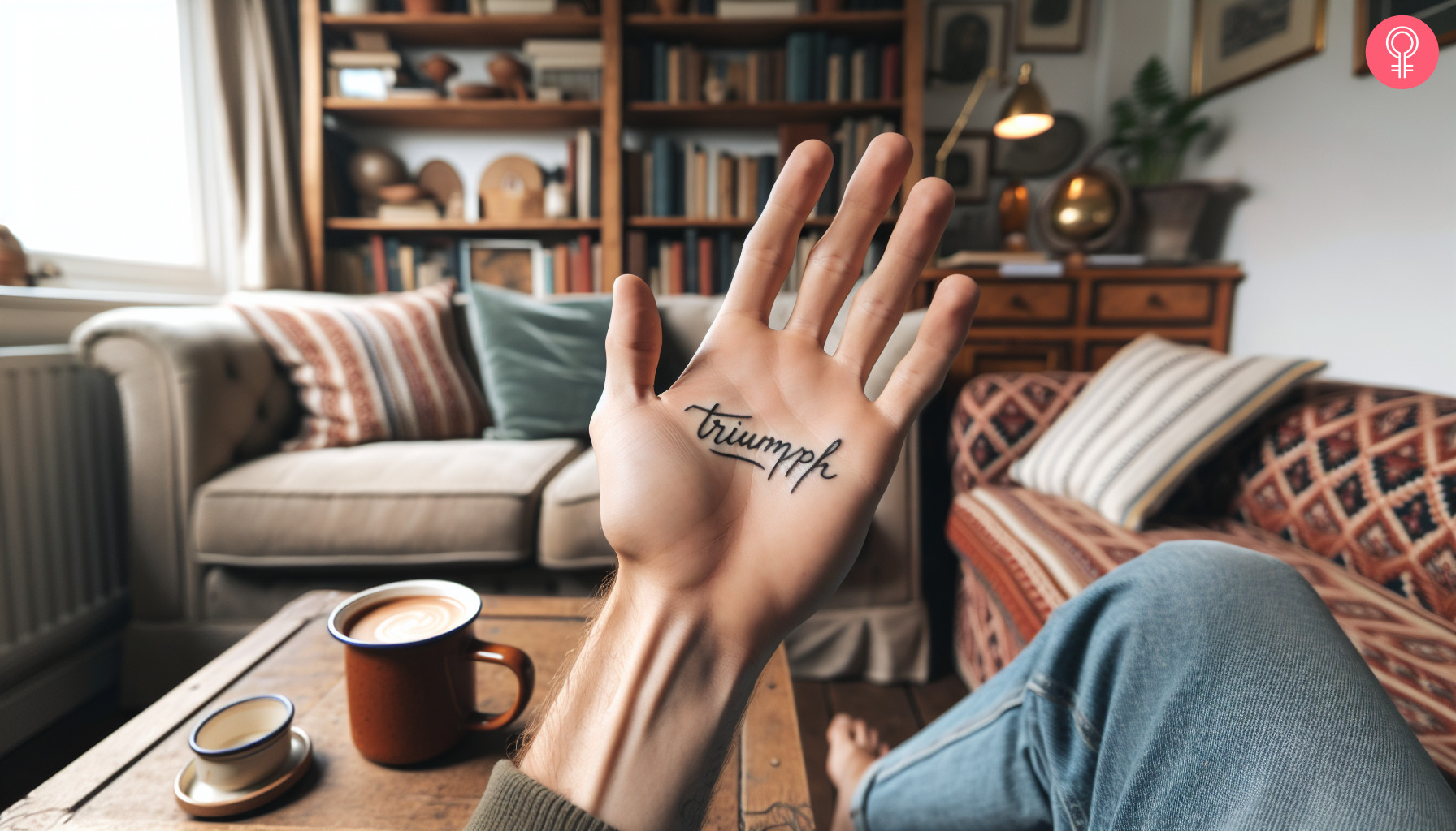 A triumph tattoo on the hand of a man