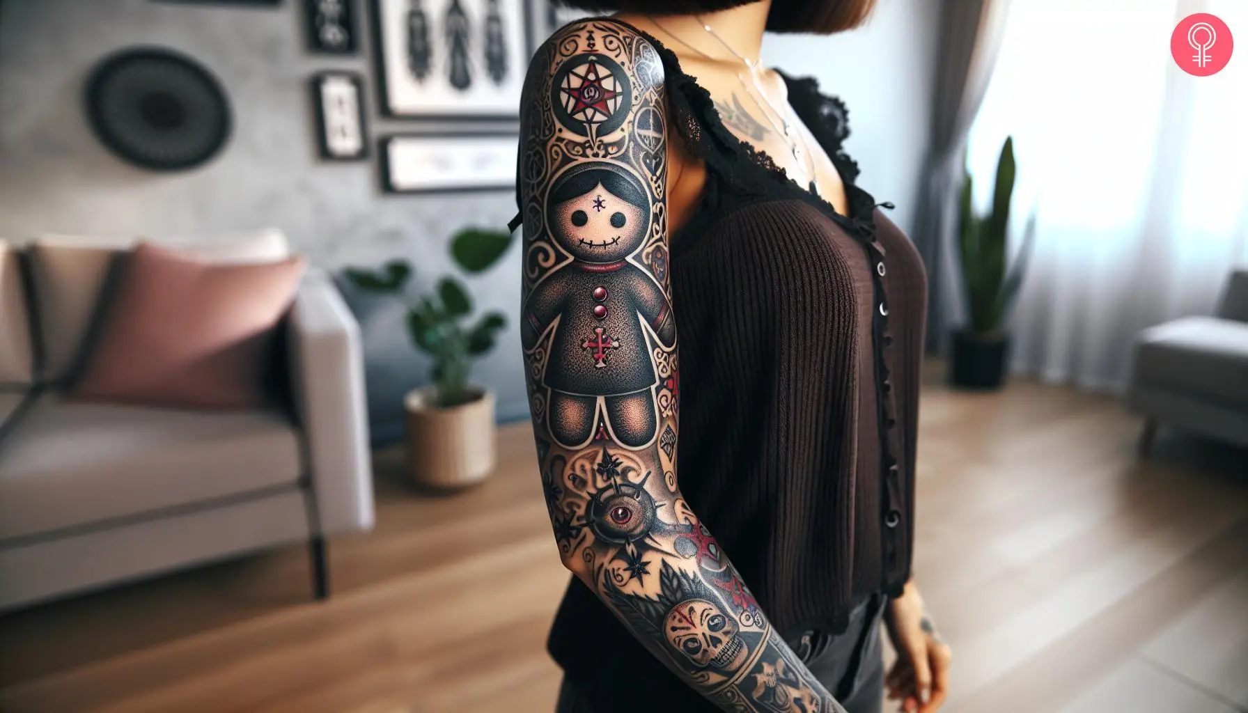 A voodoo sleeve tattoo