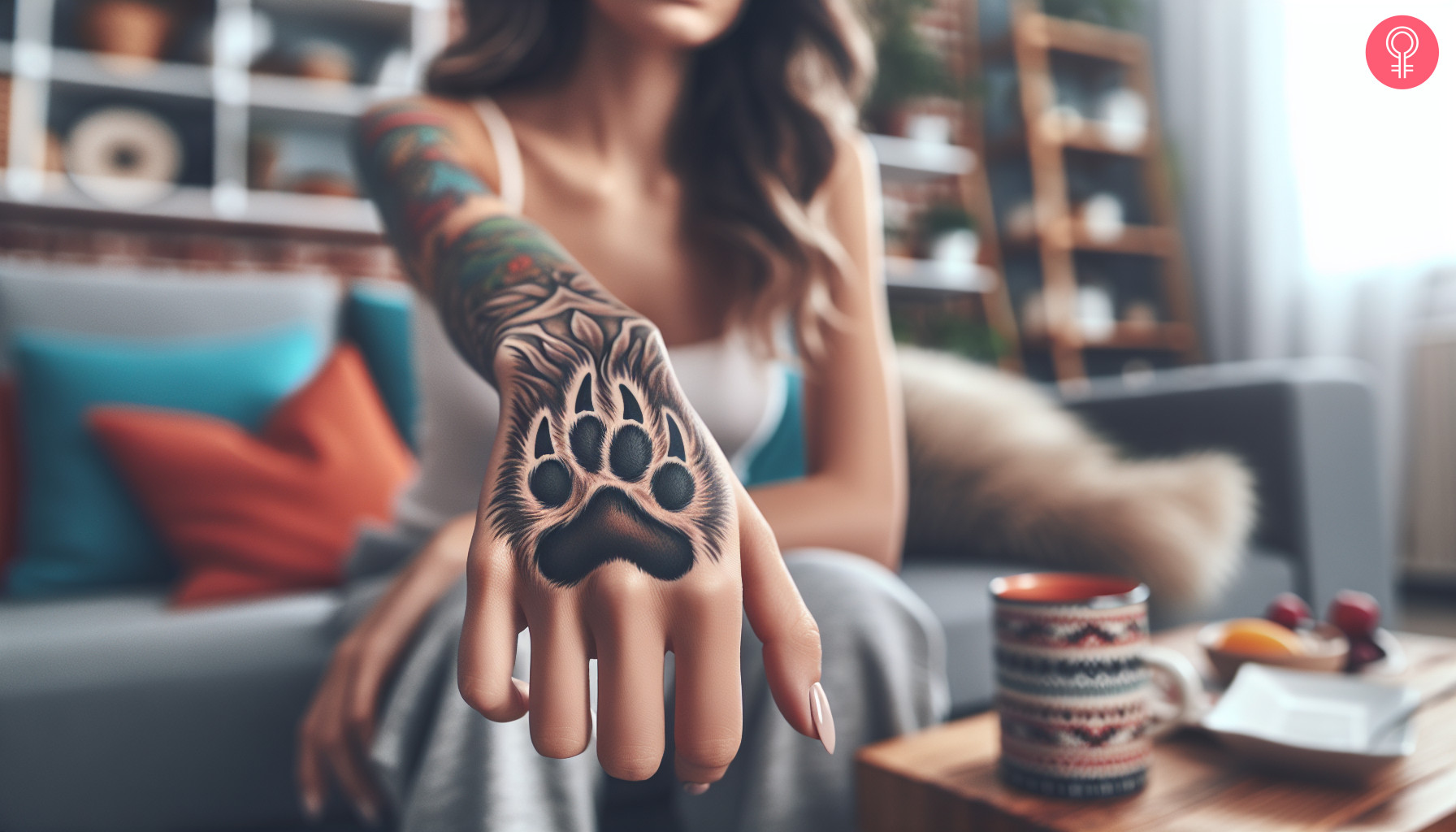 A woman flaunting a wolf claw tattoo on her hand