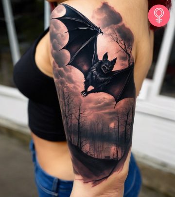 Halloween tattoo on the neck of a woman