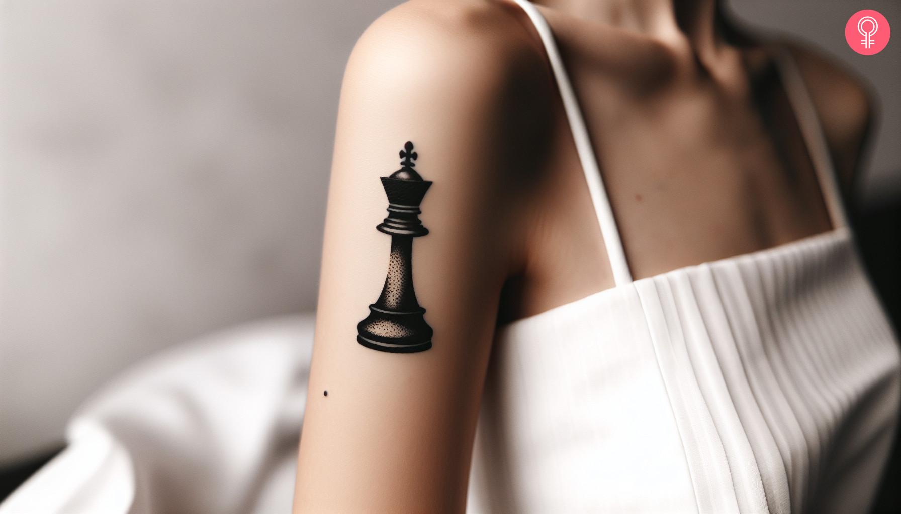 8 Royal Queen Chess Piece Tattoo Designs For Tactical Minds