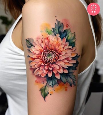 Celebrate your birth month with beautiful chrysanthemum tattoos.