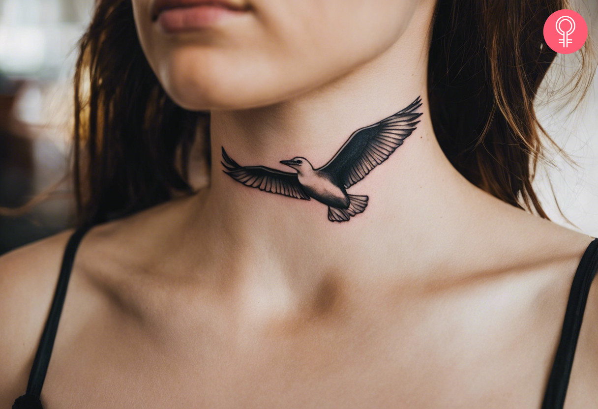 Albatross tattoo on the neck