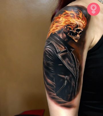 An airbrush tattoo on the arm