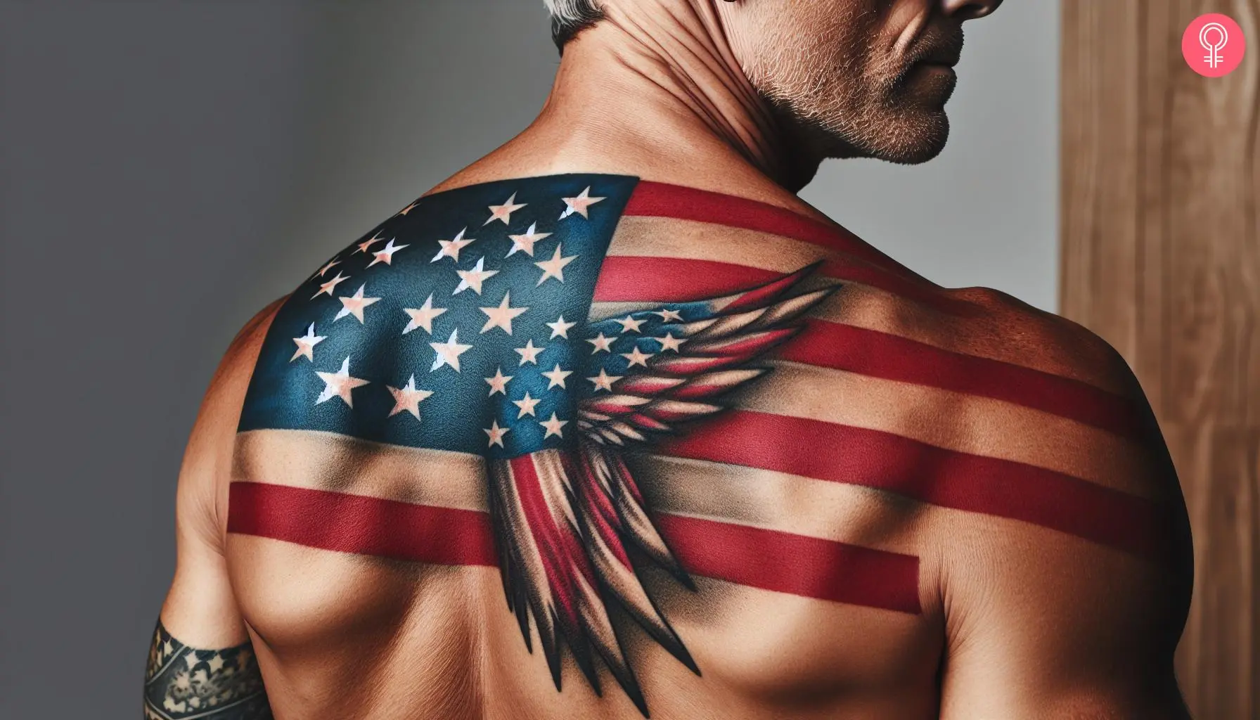 American flag tattoo on the shoulder