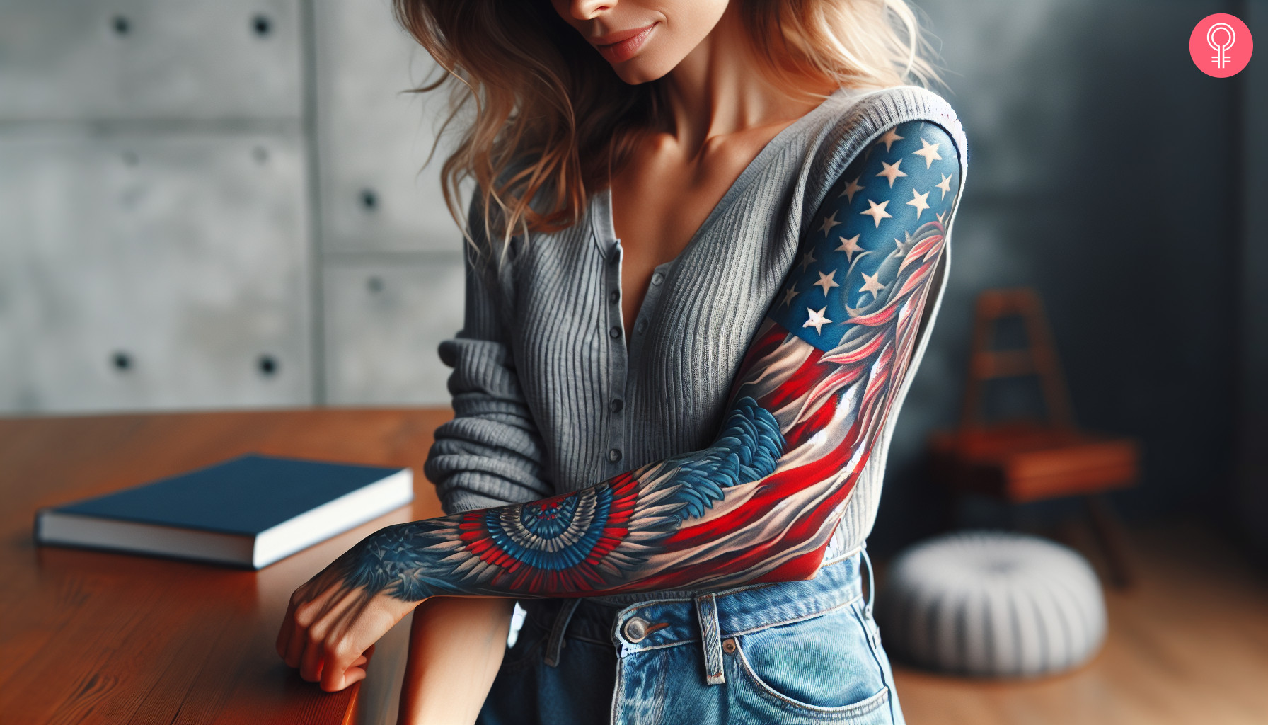 American flag tattoo on the sleeve