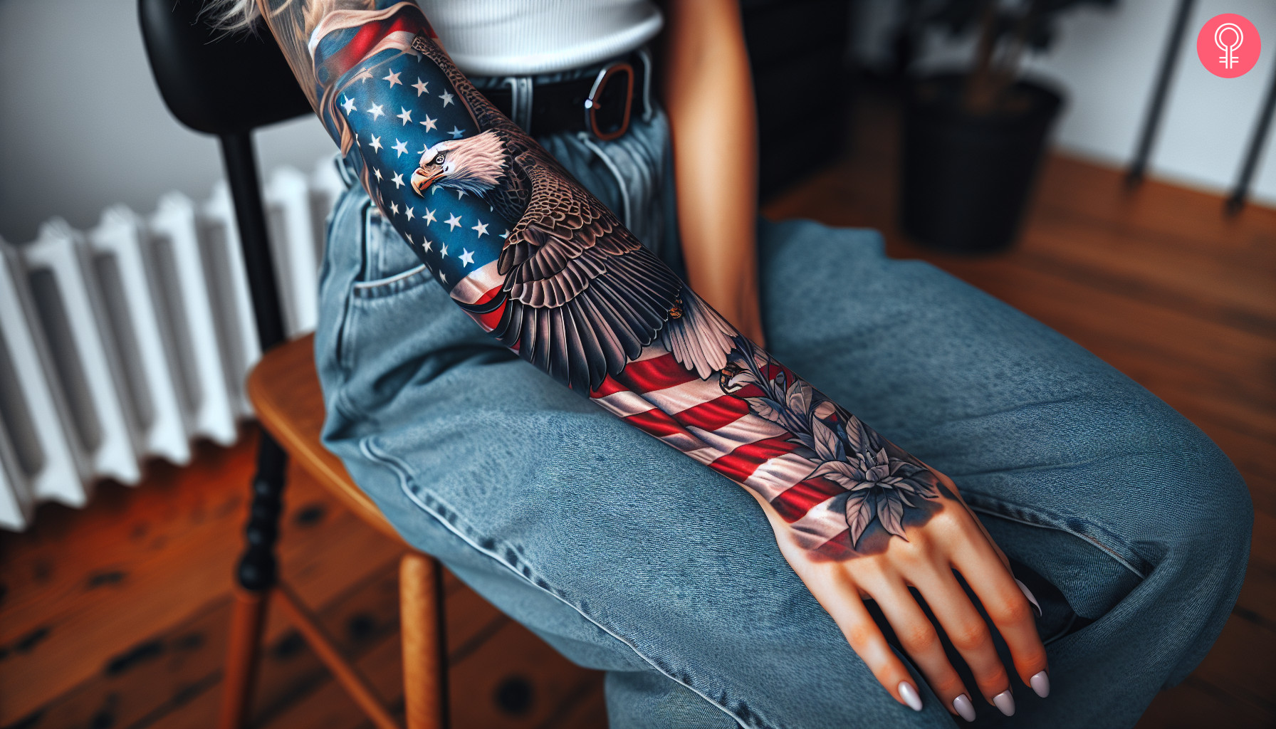 American traditional american flag tattoo on the forearm