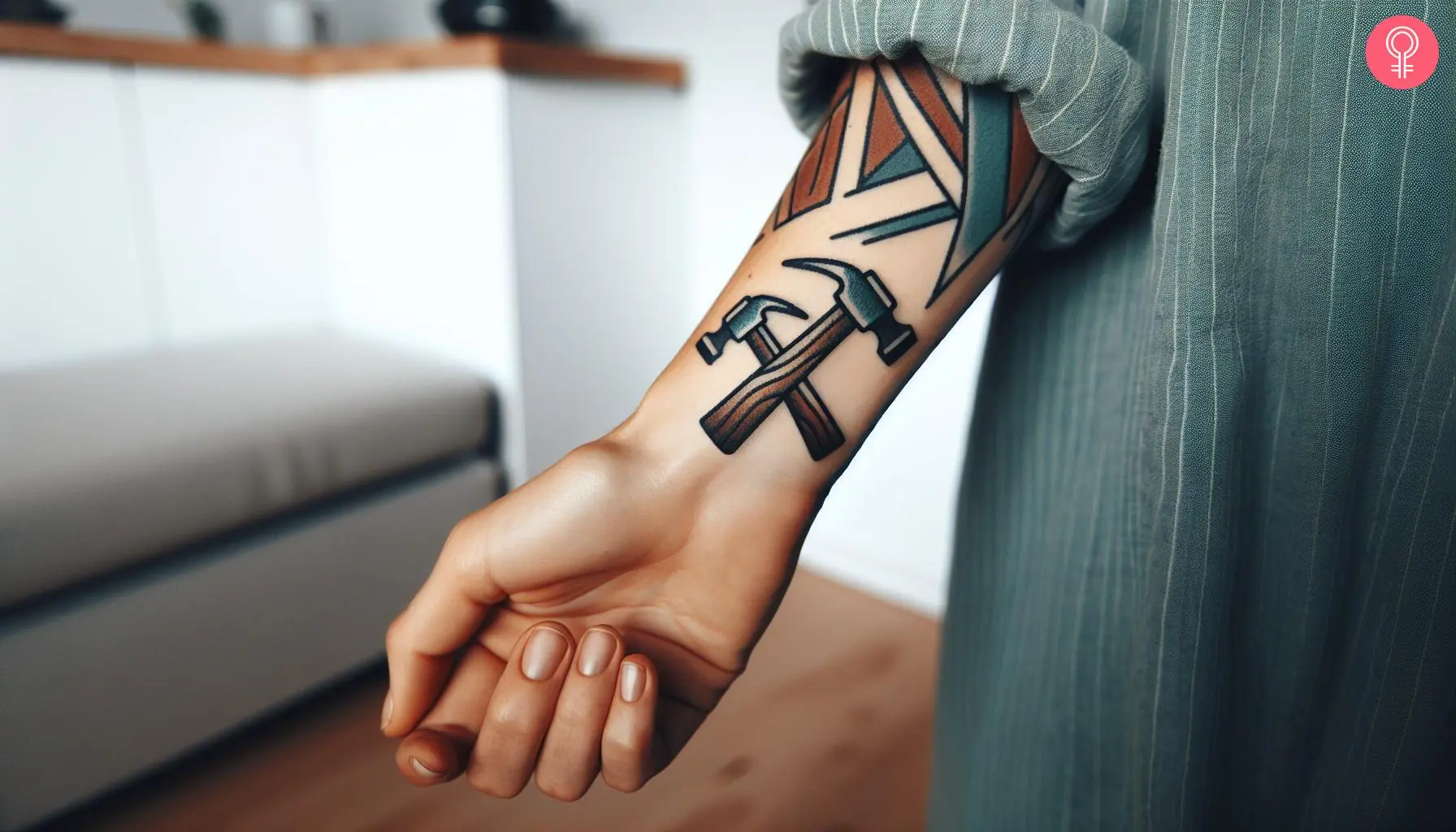 American traditional hammer tattoo on the wrist