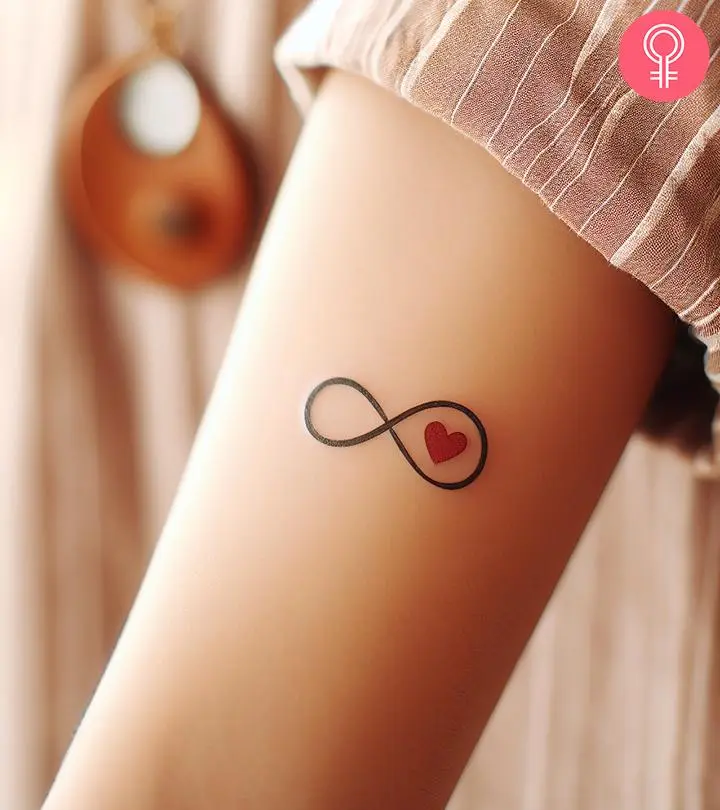 An infinity heart tattoo on the arm