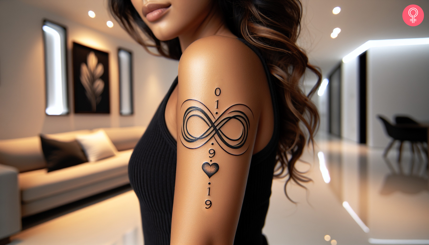 An infinity heart tattoo with date