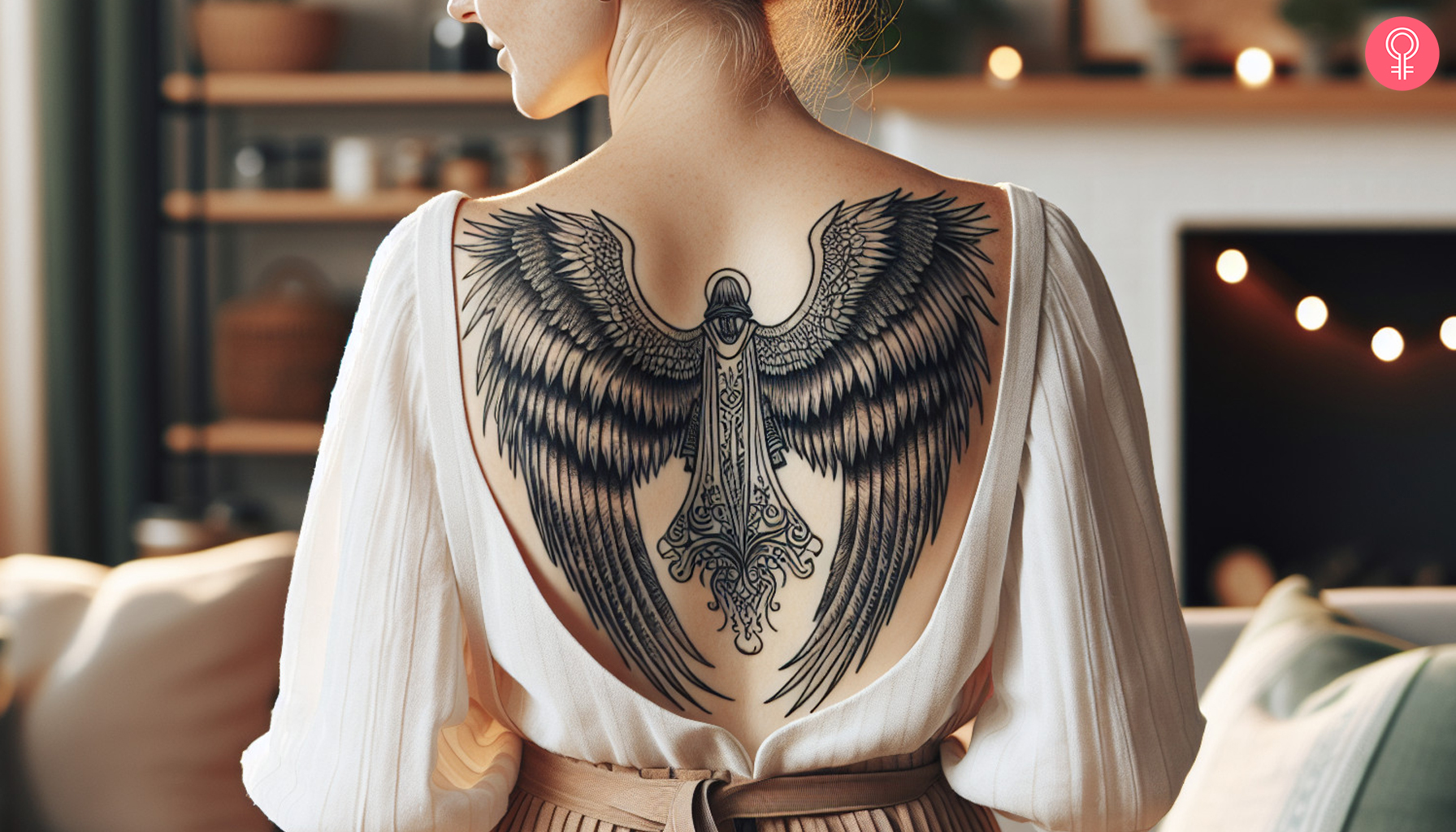 An angel of death tattoo on the back