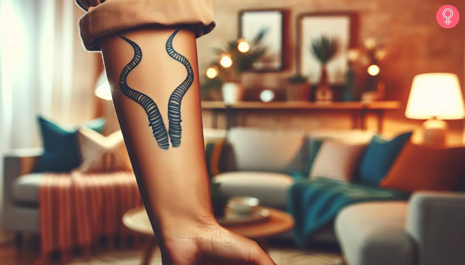 Antelope horns tattoo on the forearm