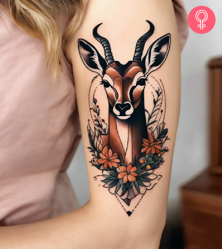 Display your love for the slender and agile antelope with a vivid sketch on your skin. 