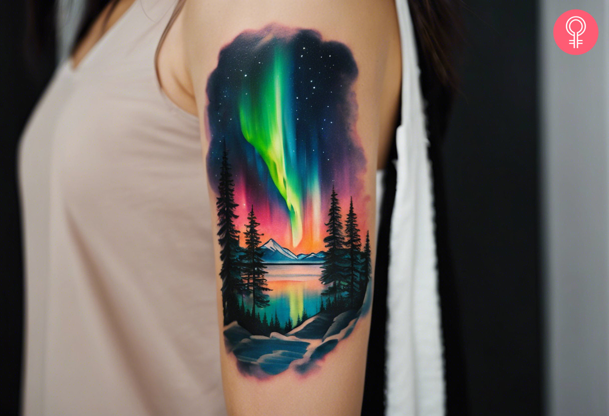 Aurora Borealis Tattoo on the upper arm