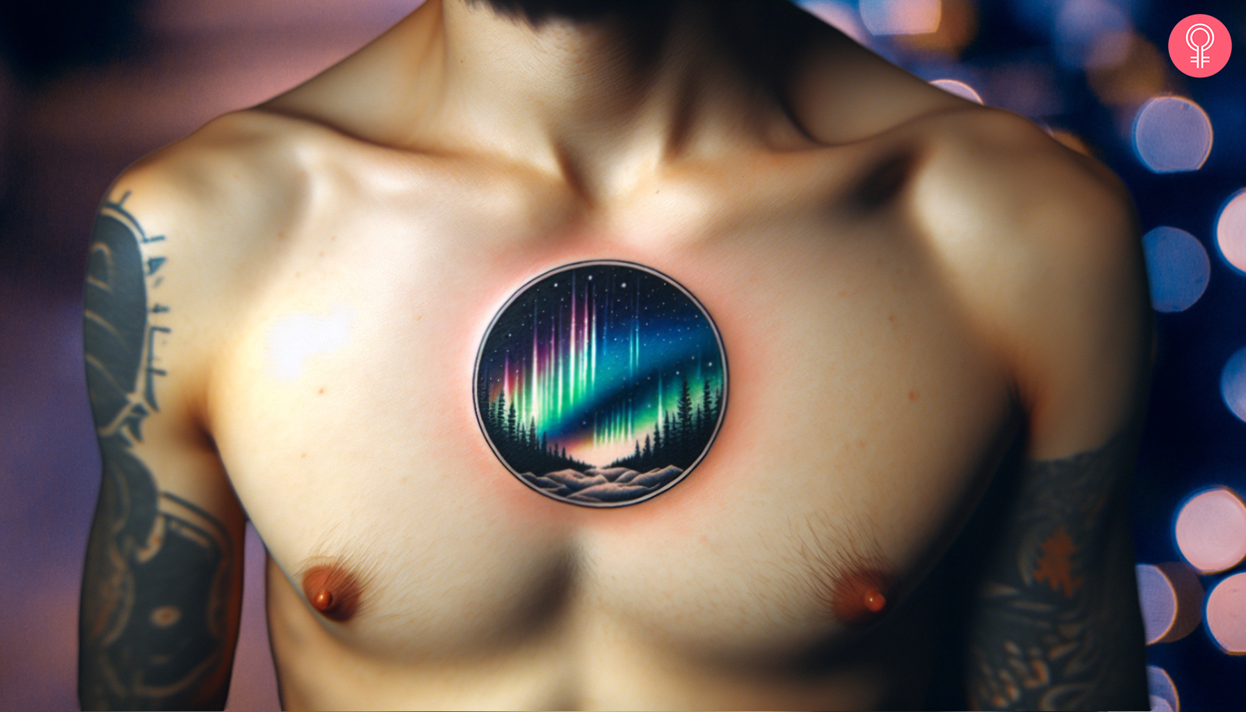 Aurora tattoo on the chest