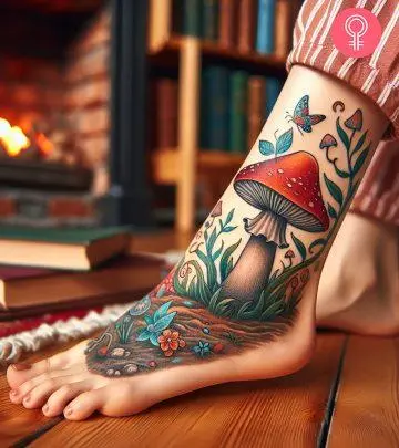 A traditional coffee tattoo on the forearm