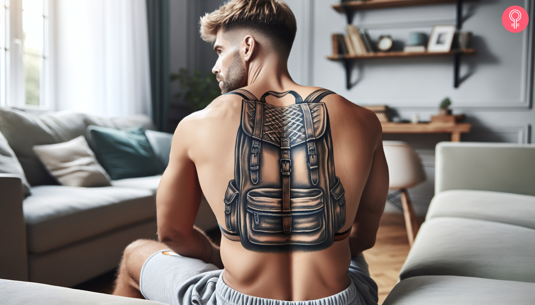 Backpack tattoo on the back