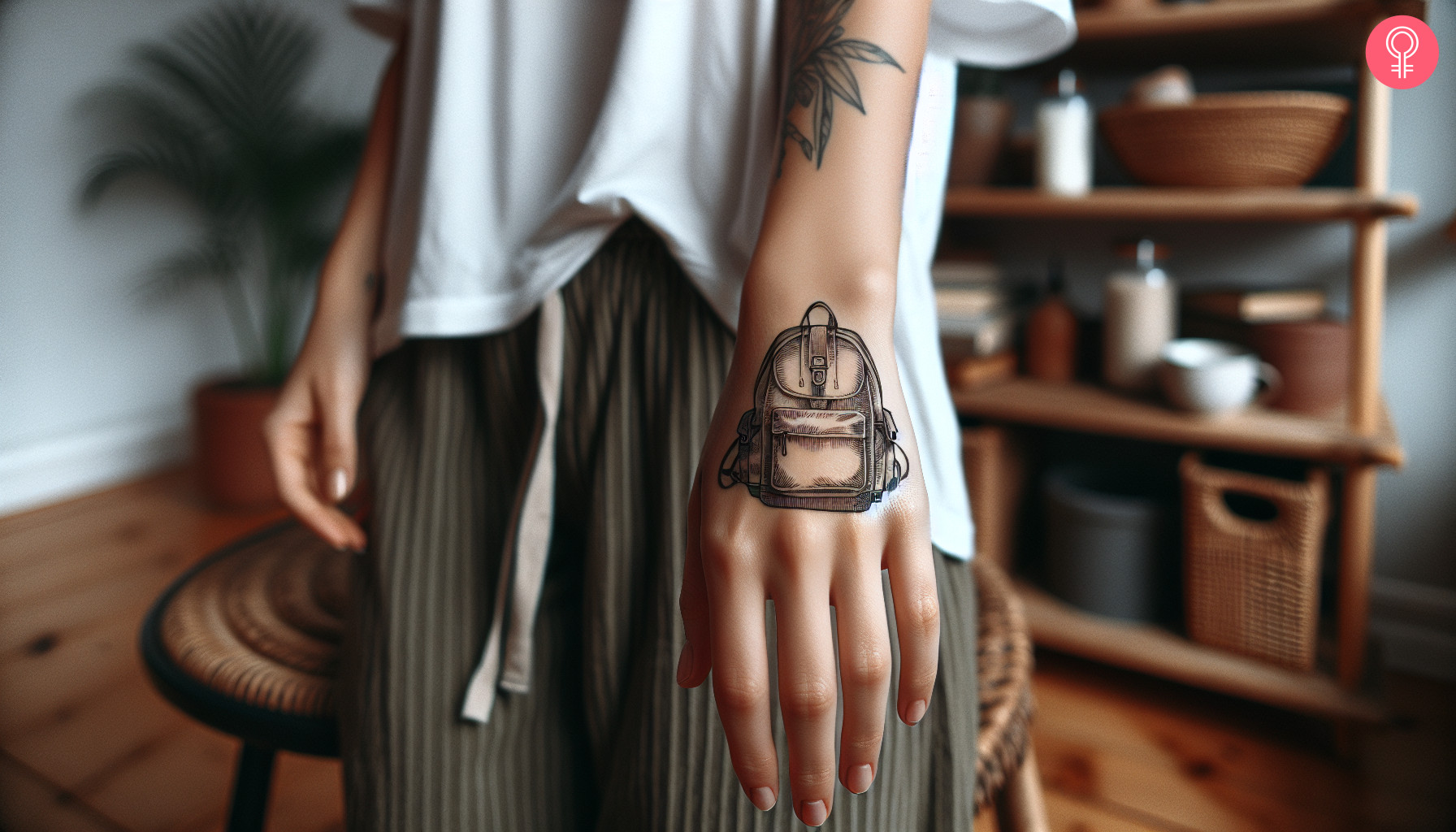 Backpack tattoo on the hand