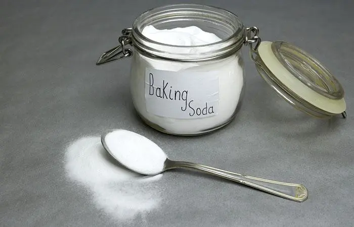 Close-up shot of baking soda on a table