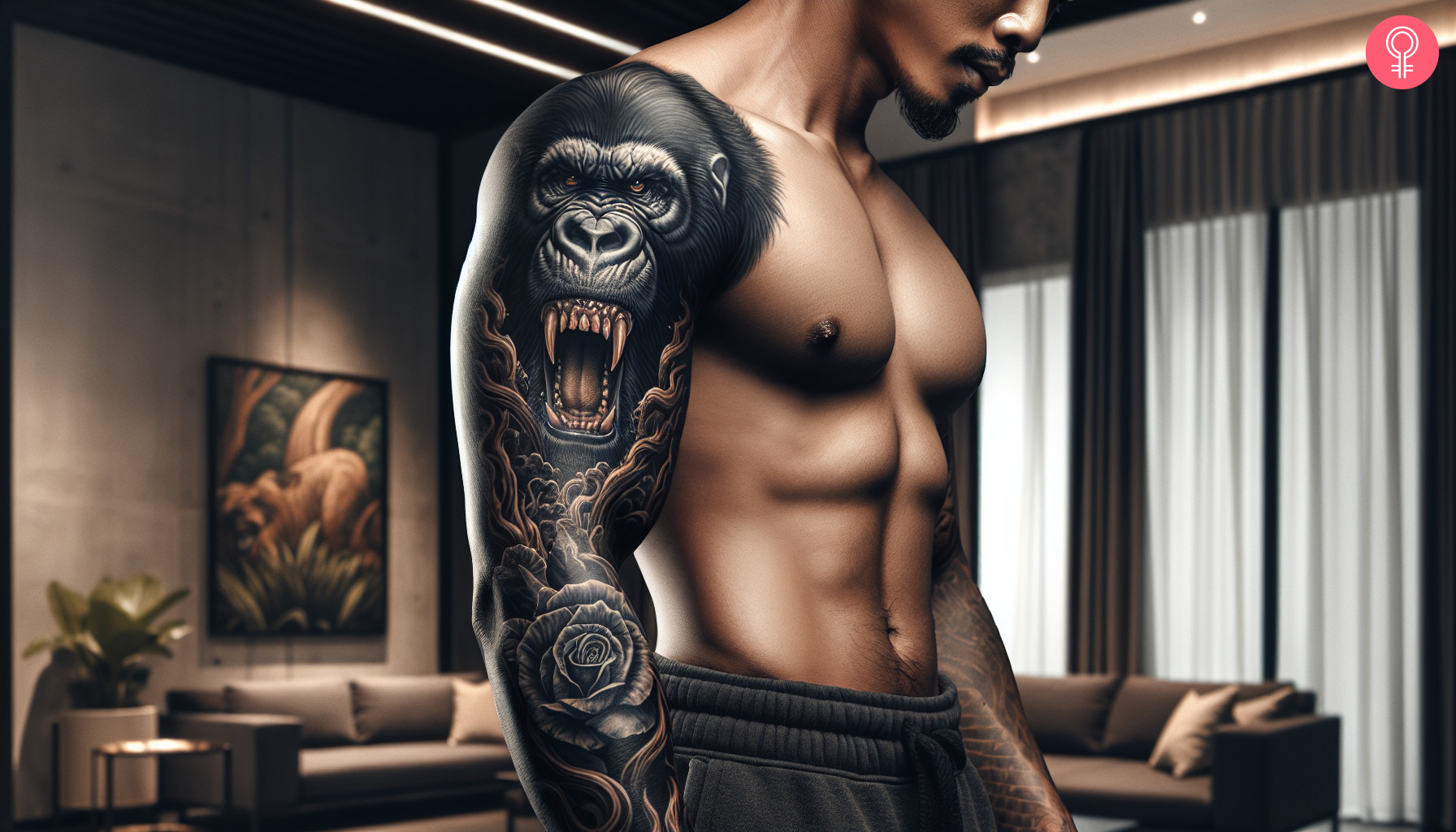 Beast gorilla tattoo on the arm