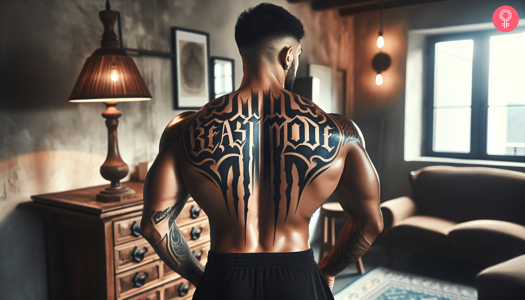 Beast mode’ tattoo on a man’s back