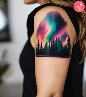 Aurora tattoo on the upper arm