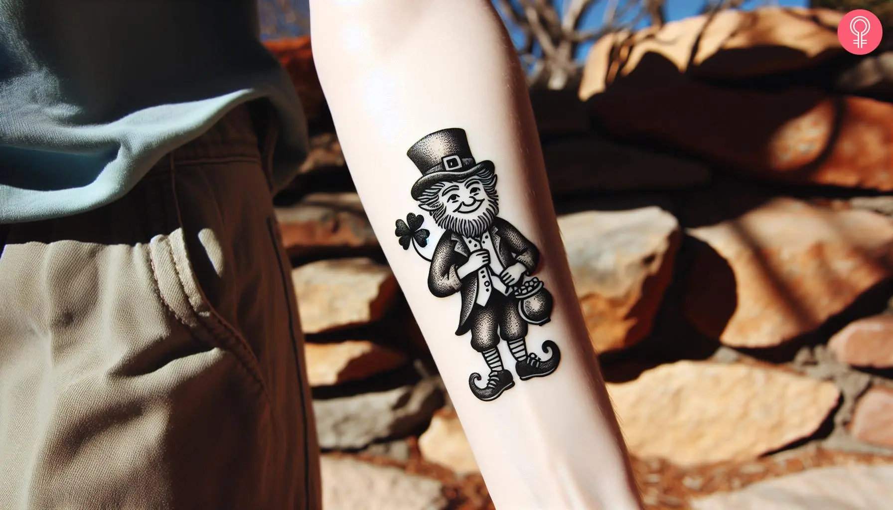 Blackwork Leprechaun Tattoo