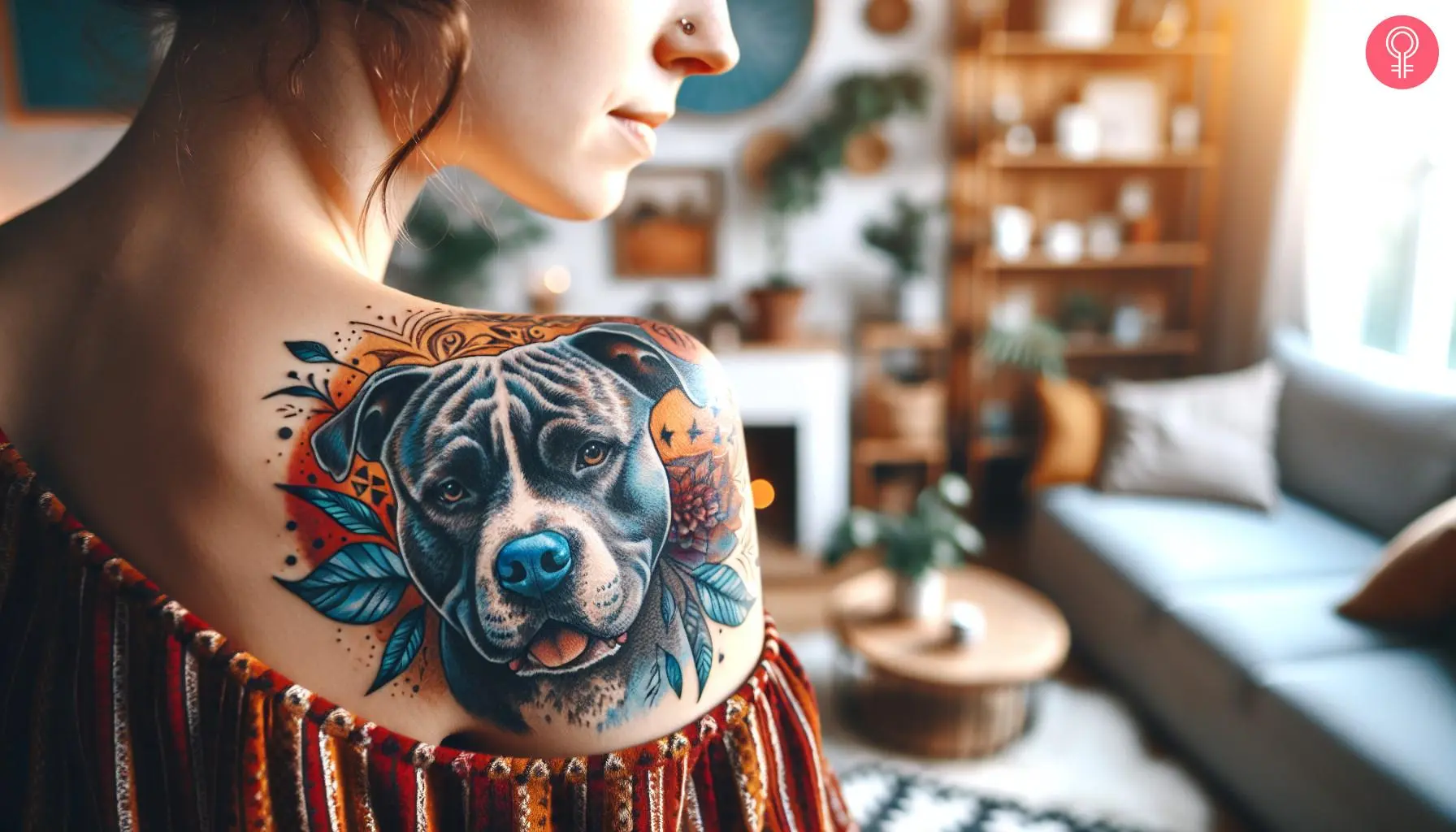 Blue nose pitbull tattoo on the shoulder