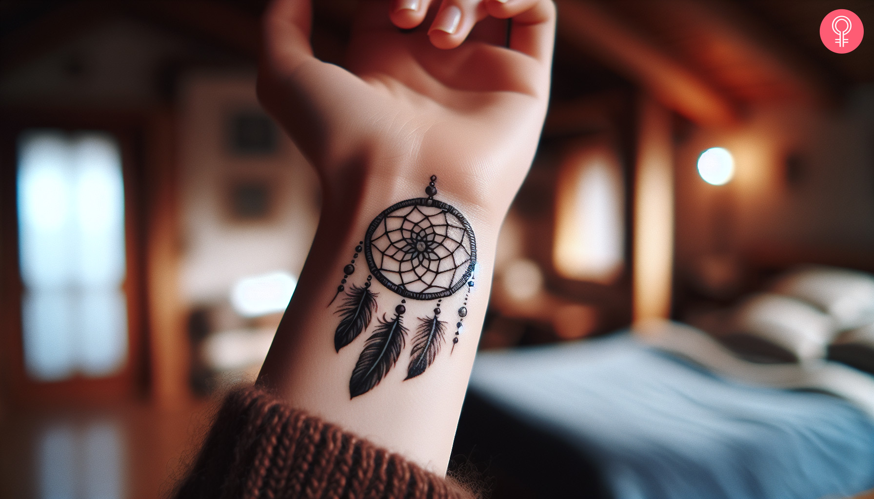 Boho tattoo on the wrist of a woman