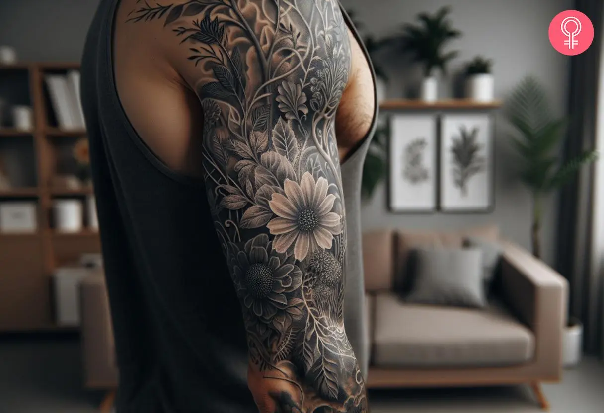 Botanical Garden tattoo on the sleeve