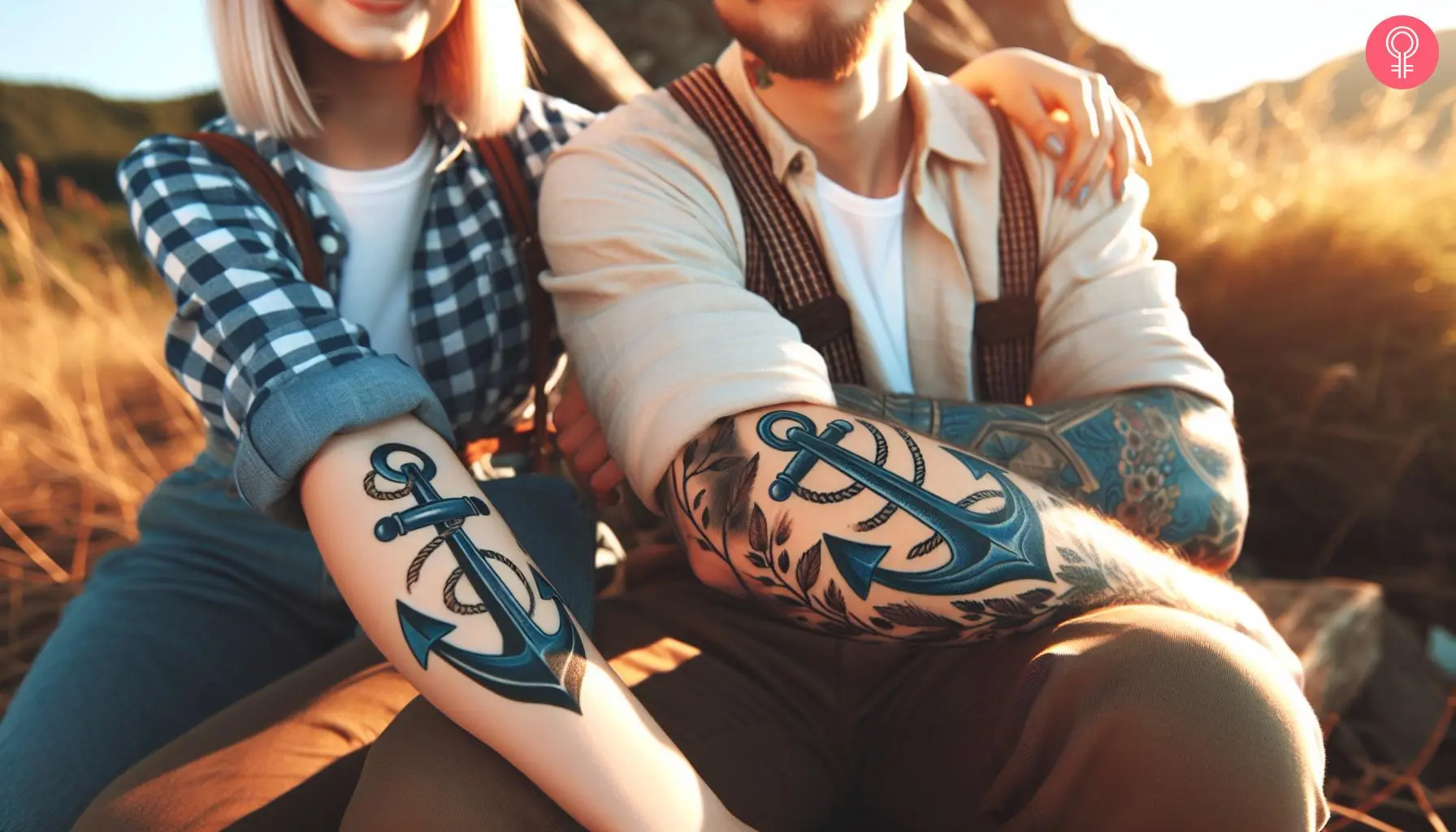 Brother and sister with matching anchor tattoo