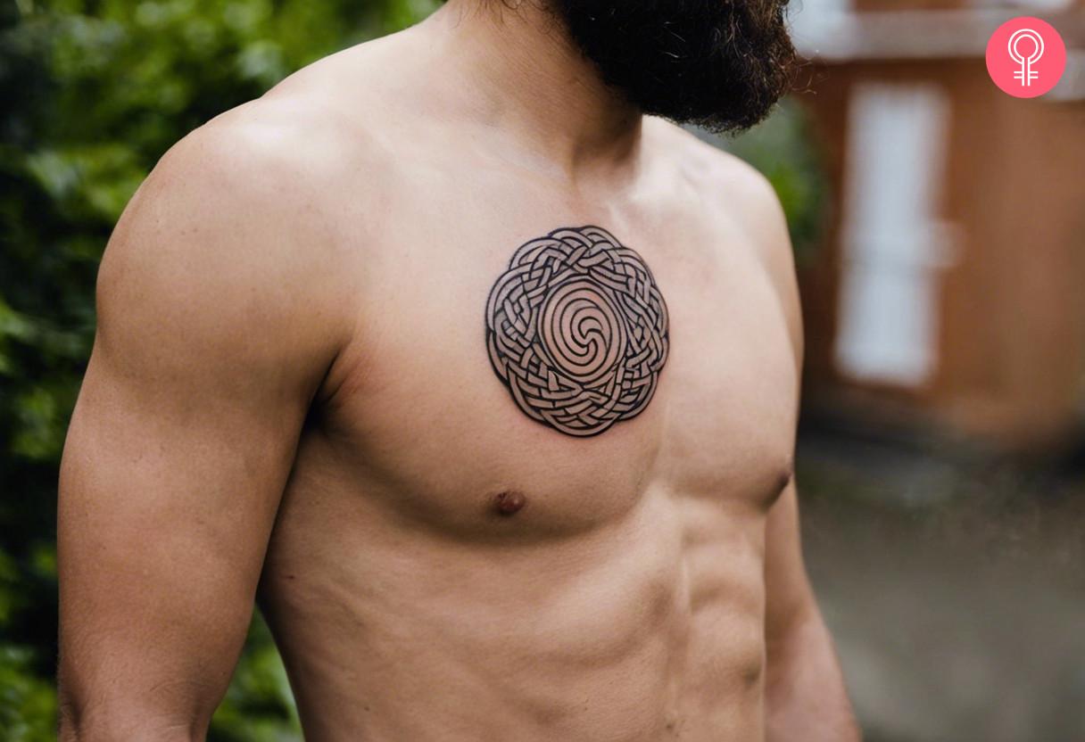 Celtic wave tattoo on the chest