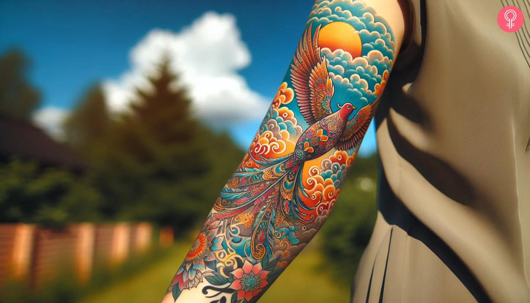 Childhood trauma tattoo on a woman’s arm