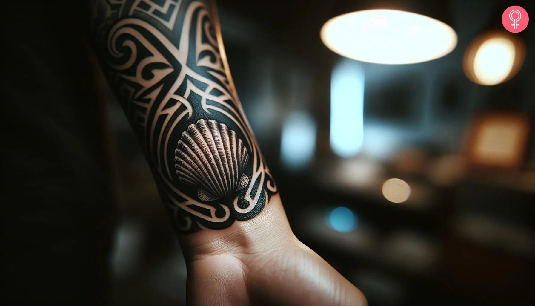 Clam tattoo on the wrist of a man