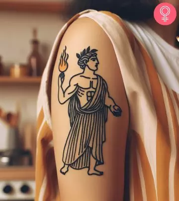 A woman with a buttery sketch tattoo