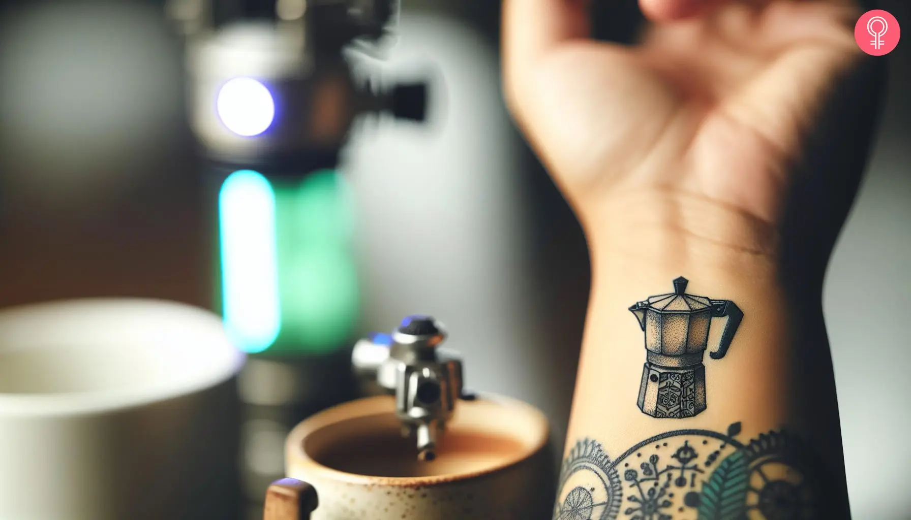 Cuban coffee tattoo on the wrist of a woman