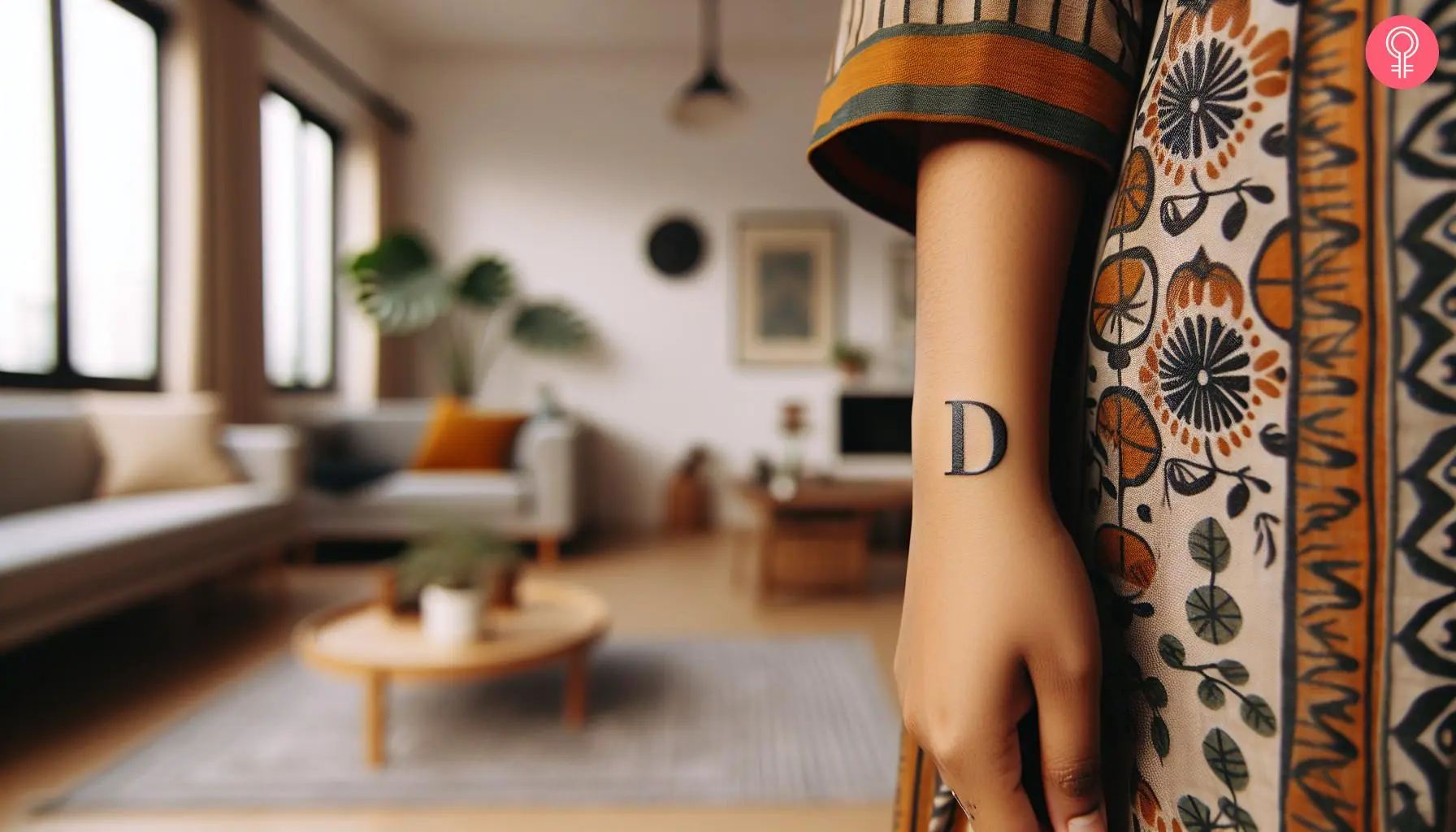 D letter hand tattoo on a woman