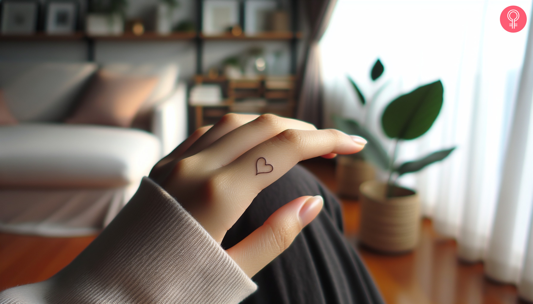 Delicate heart tattoo on the finger